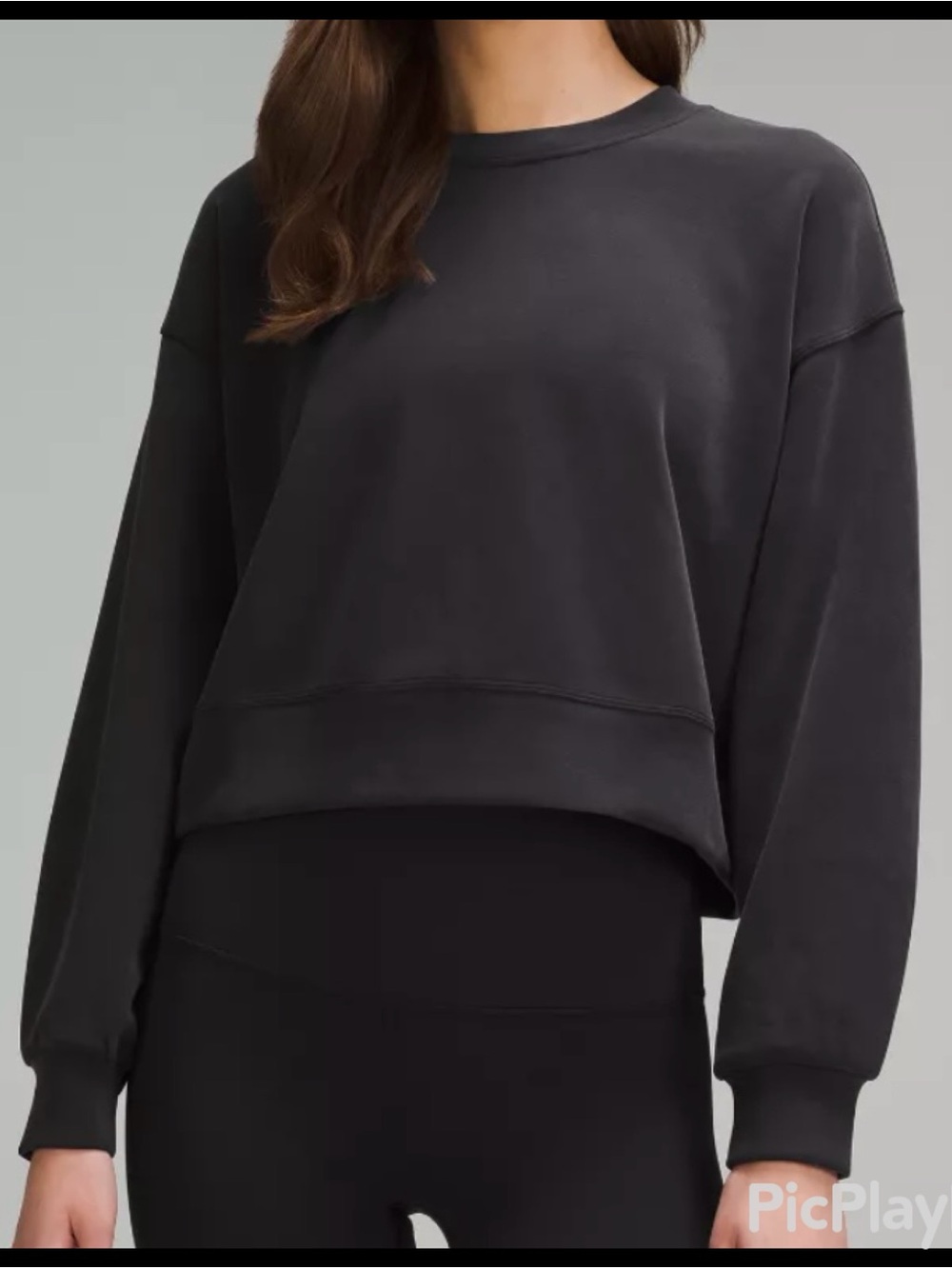Lululemon Softstreme Perfectly Oversized Cropped Crew in Black Size 4 Like New
